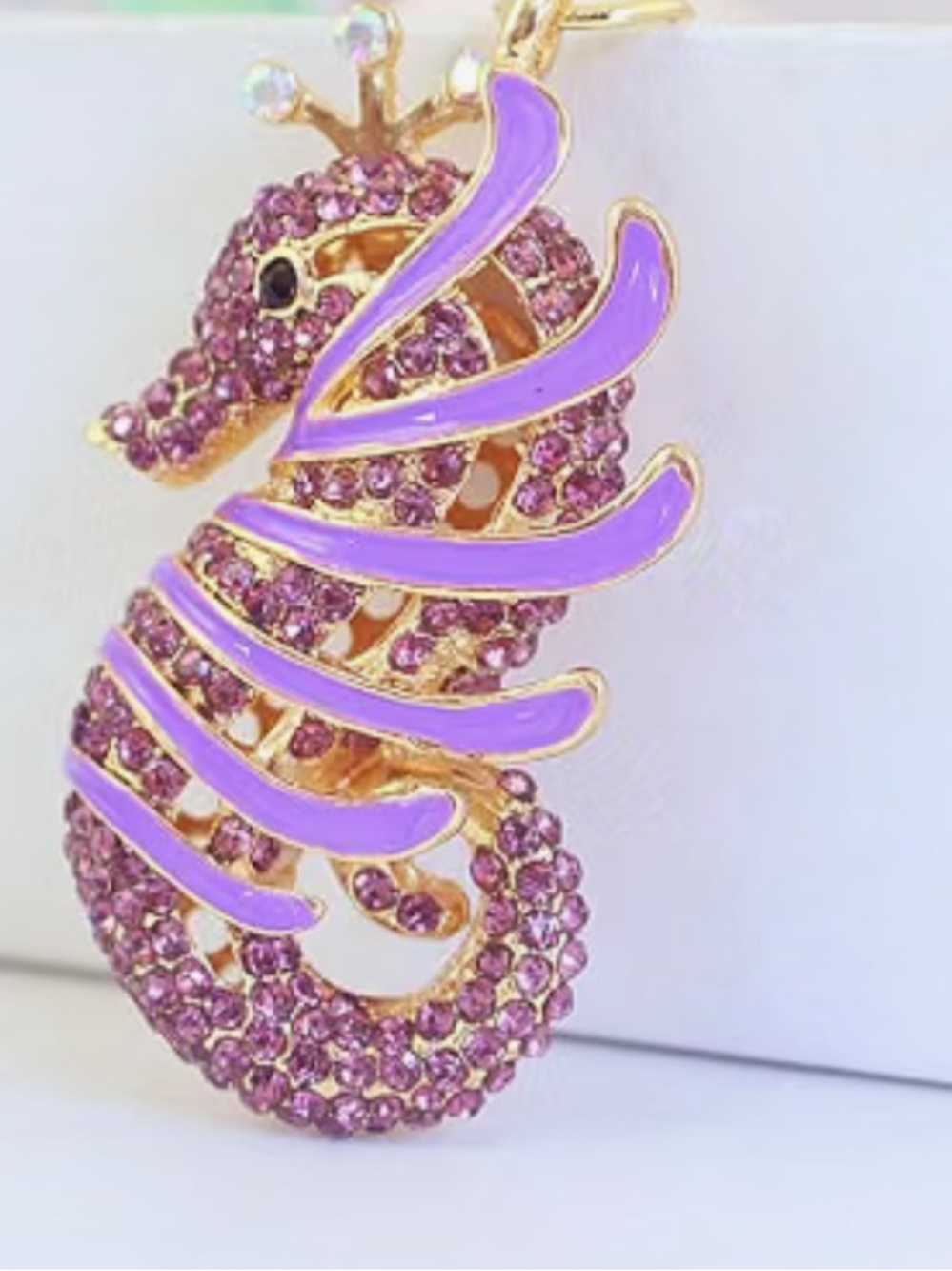 Crystal Seahorse purse/bag charm keychain